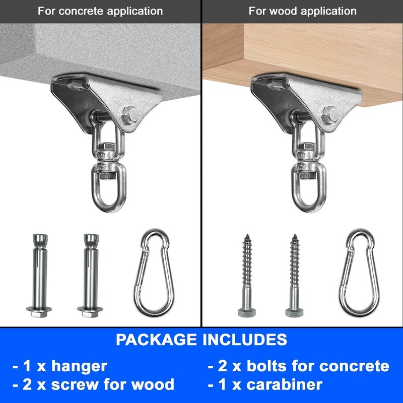 Yes4All 1000 LB Punching Heavy Bag Hanger, Steel Heavy Duty Swing Hanger Bolts for Wood and Concrete - 360Â° Swing - Image 5
